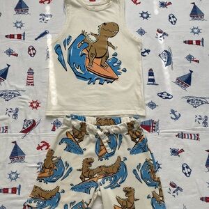 H&M Dinosaur Print Set in Cream and Blue
